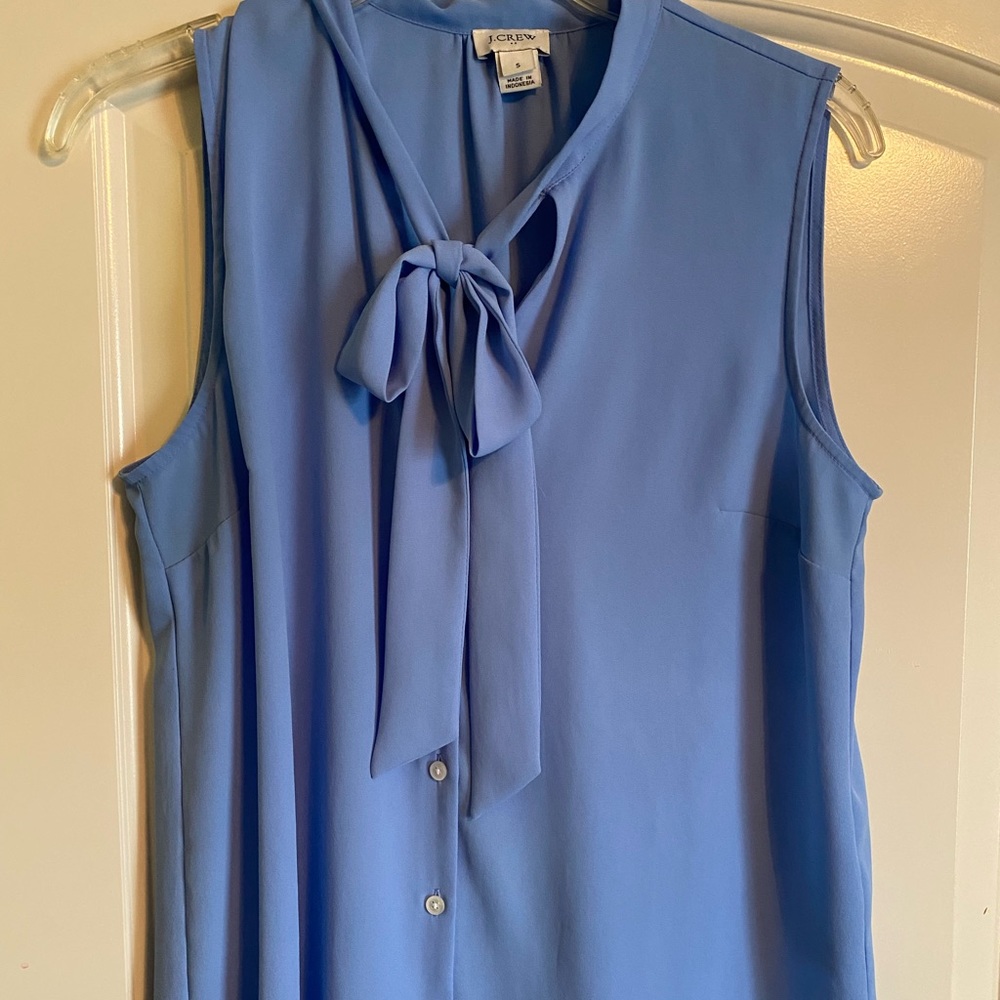 Jcrew blue blouse with tie size S